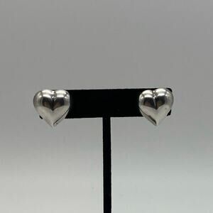 Sterling Silver 925 Puffy‎ Heart post Earrings